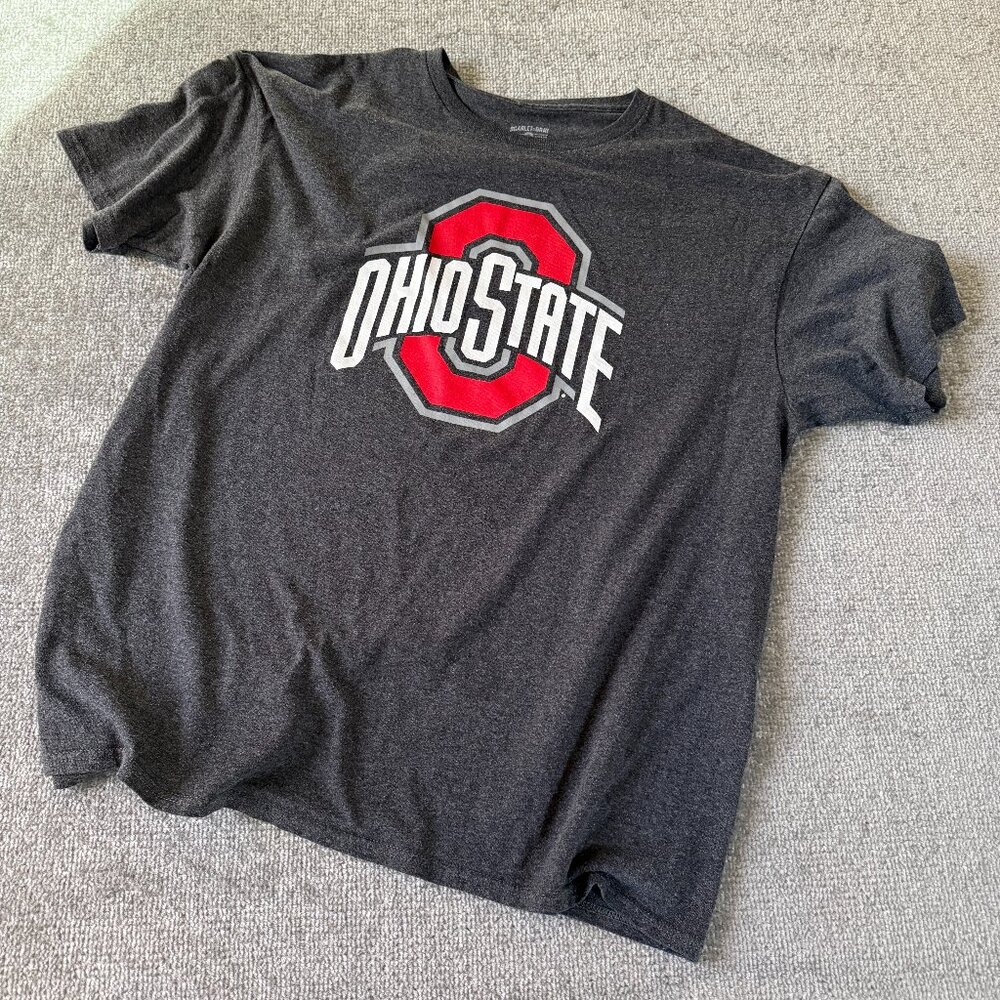 Ohio State Buckeyes T-Shirt Scarlet & Gray Authentic Apparel Men's Size X-Large
